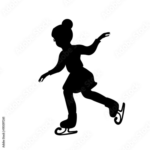 Silhouette girl winter ice skating