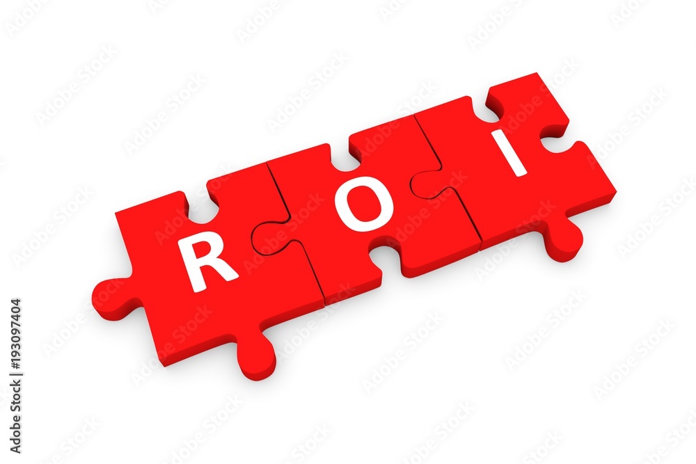 ROI puzzle conceptual white background 3d illustration ROI puzzle conceptual white background 3d illustration