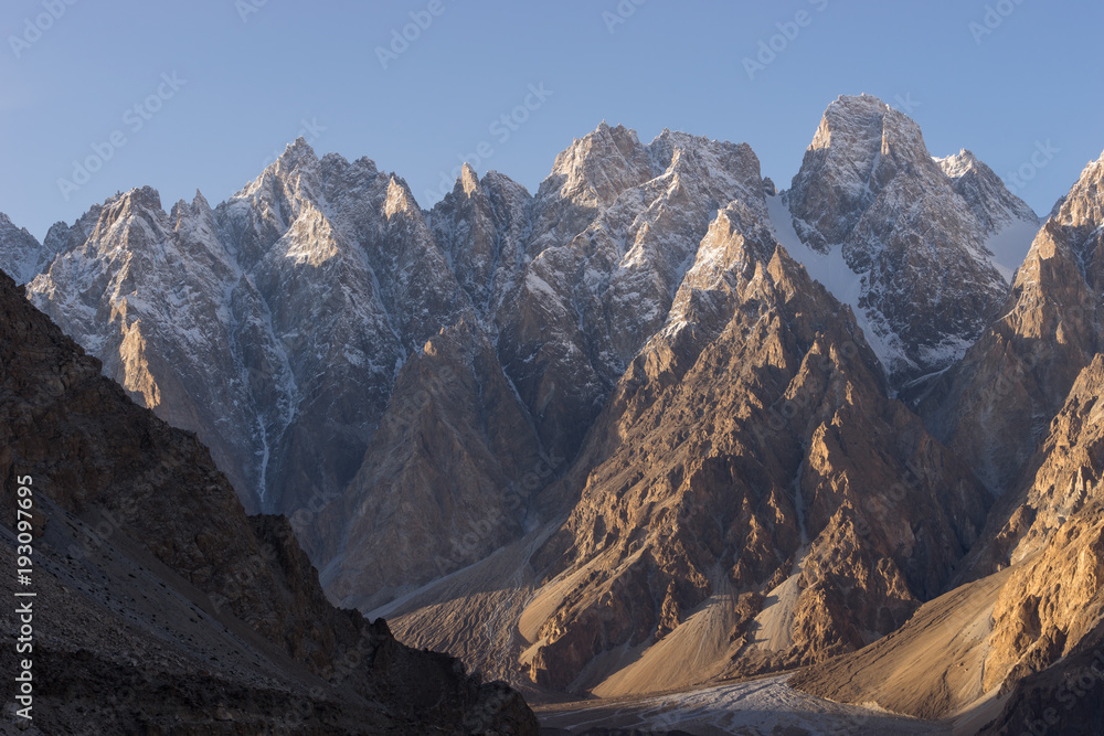 Passu cathedral mountain peak in Hunza valley, Gilgit Baltistan, Pakistan