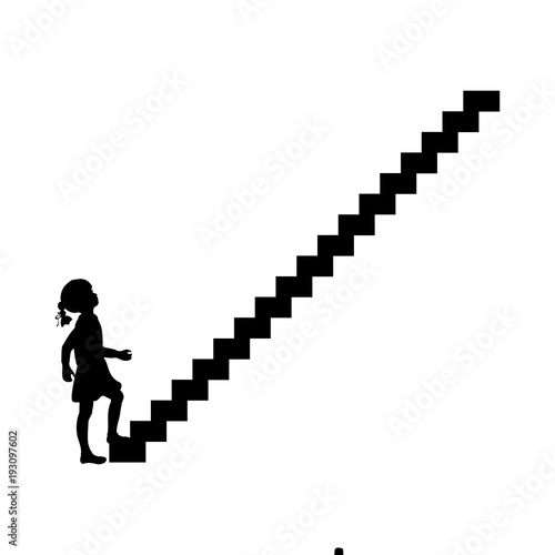 Silhouette girl up climbing stair
