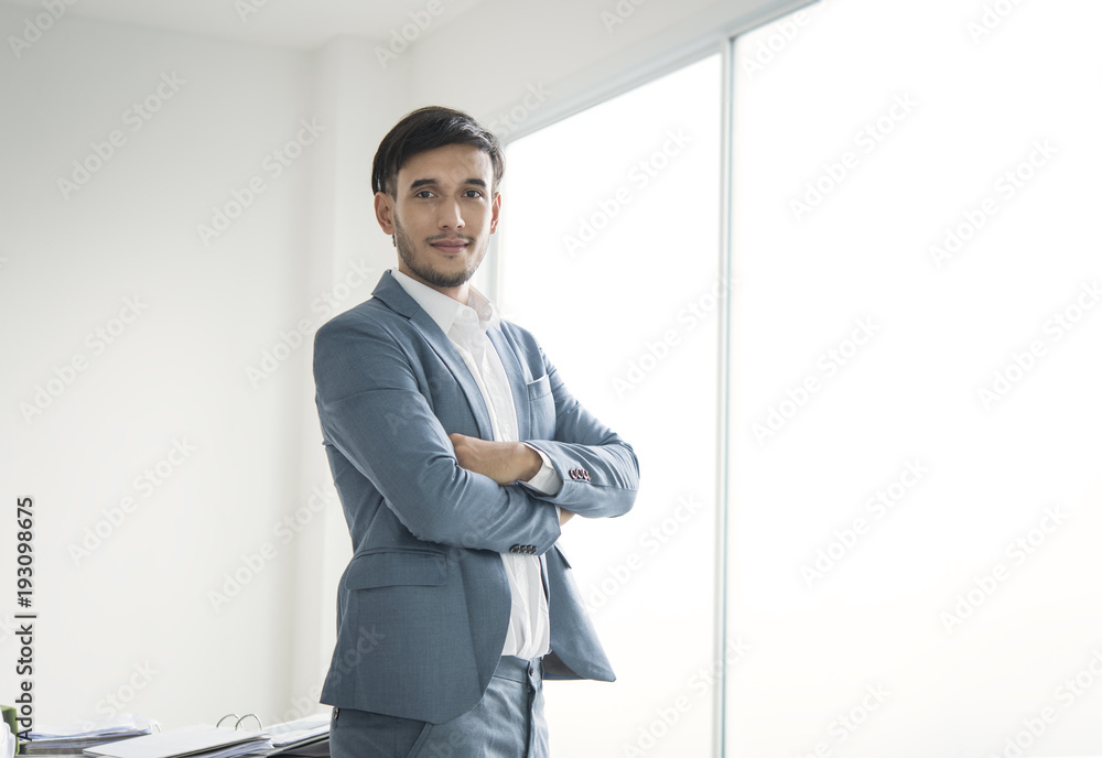 Portrait young businessman handsome looking for something. Portrait young businessman handsome looking for something.