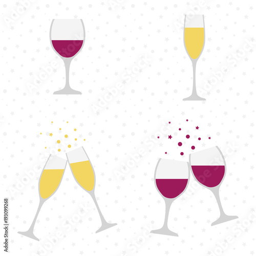 Champagne and wine glasses. Cheers. Celebration. Holiday toast.