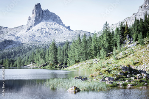 Alpine mountain moody lake