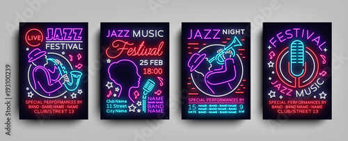 Canvas Print Jazz Festival posters Neon Collection