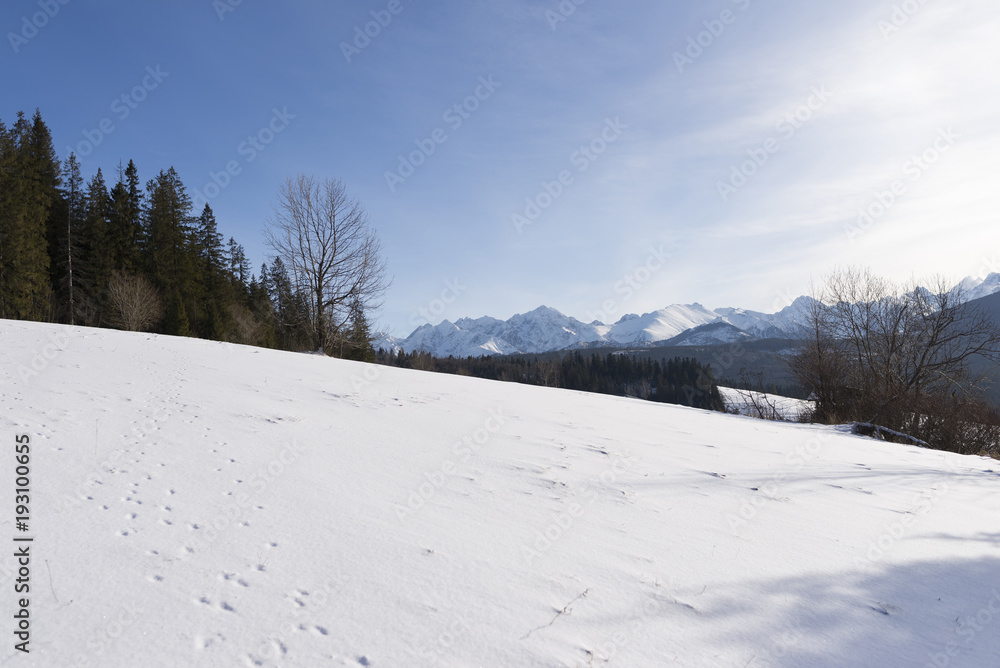 Winter mountains covered with snow, Poland Winter mountains covered with snow, Poland