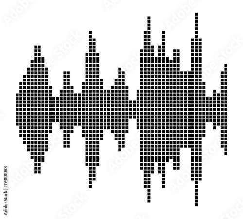 black square sound music wave equalizer  isolated on white background