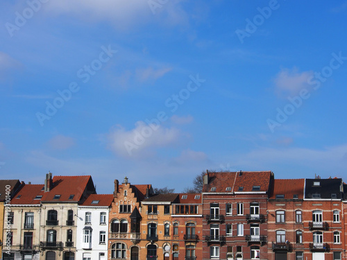 Brüssel: Altbaufassaden, Altbauzeile, Straße in Brüssel