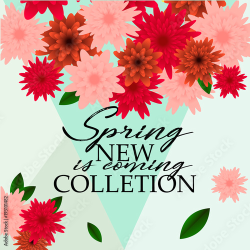 Spring banner with paper flowers for online shopping, advertising actions, magazines and websites.