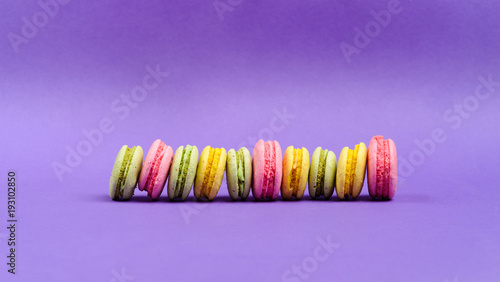 Sweet and colourful french macaroons or macaron