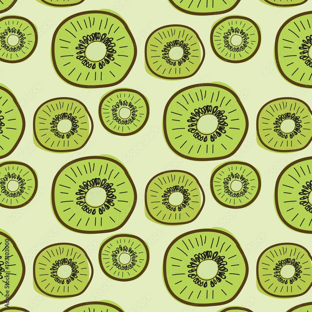 Fototapeta premium Kiwi Fruit Pattern Background. Vector Illustration.