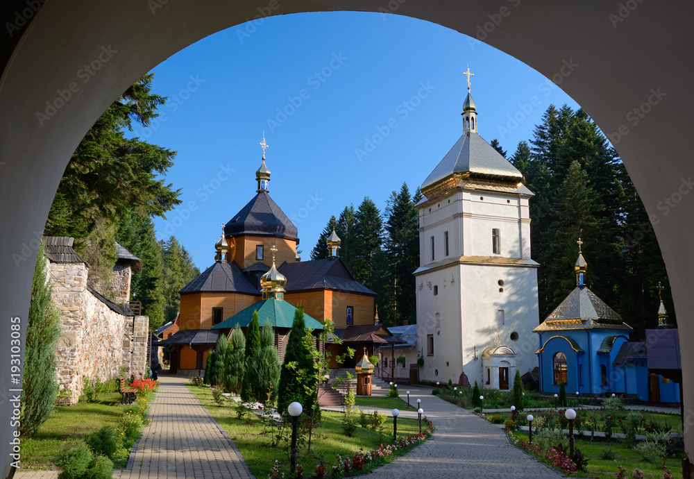 View to the old monastery on sunny day