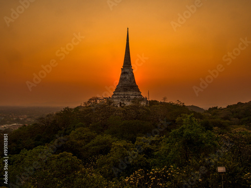 pagoda over the mountain with sunset © abnohr