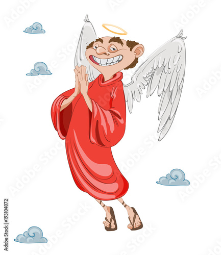 Happy Cupid Angel smiling Vector. cartoon character