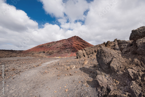 Volcanic crater (Montana Bermeja) in Lanzarote, Canary islands, Spain.