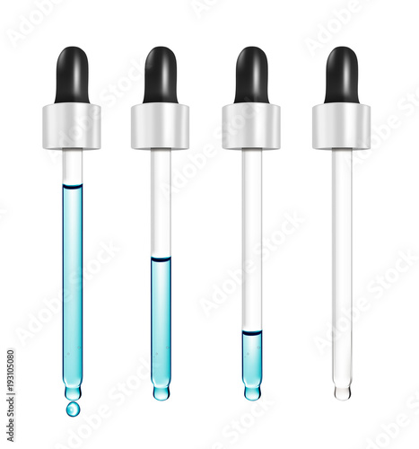 Realistic vector glass dropper for cosmetics and medicines