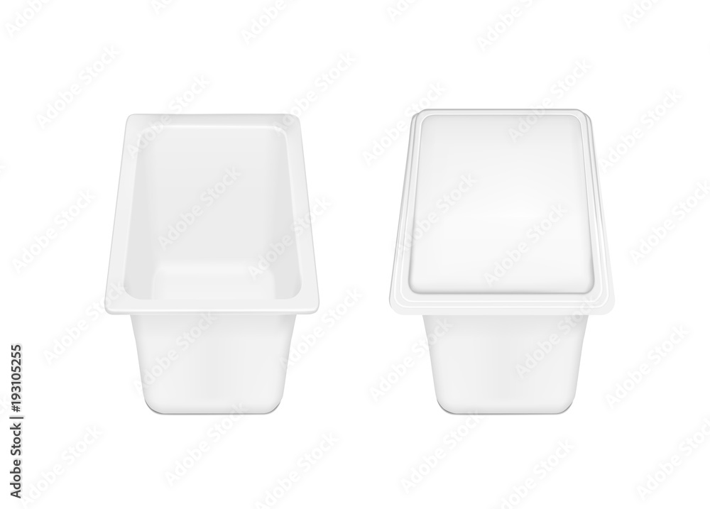 White packaging with lid for food White packaging with lid for food