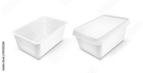 White packaging with lid for food
