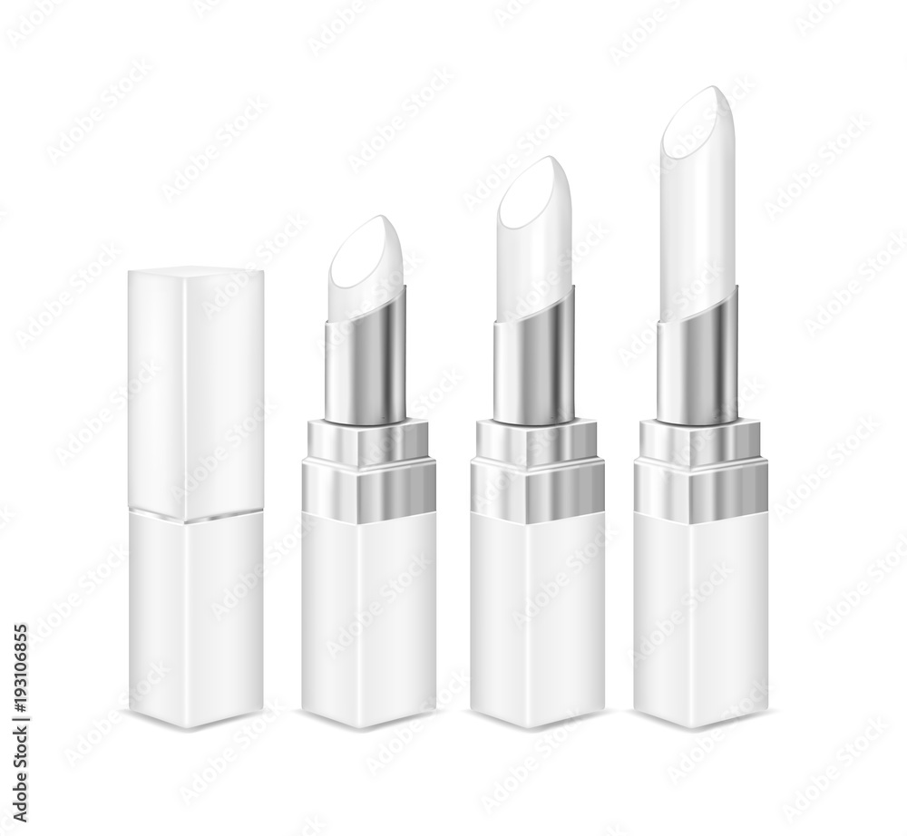White tubes with white lipstick. Vector mock up set White tubes with white lipstick. Vector mock up set