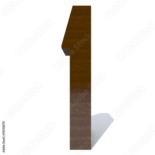 Conceptual wood or wooden brown font or type  timber or lumber industry piece isolated on white background. Educative hadwood material  smooth surface mahogany handmade sculpted 3D illustration object