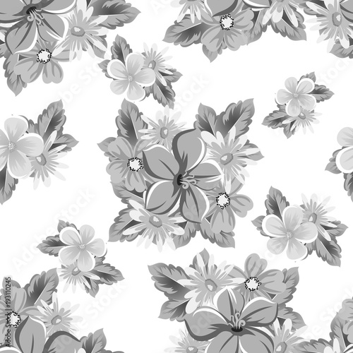Wallpaper Mural abstract monochrome seamless pattern of flowers. for card designs, greeting cards, birthday invitations, Valentine's day, party, holiday. Torontodigital.ca