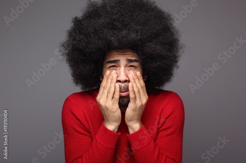 Happy man with afro