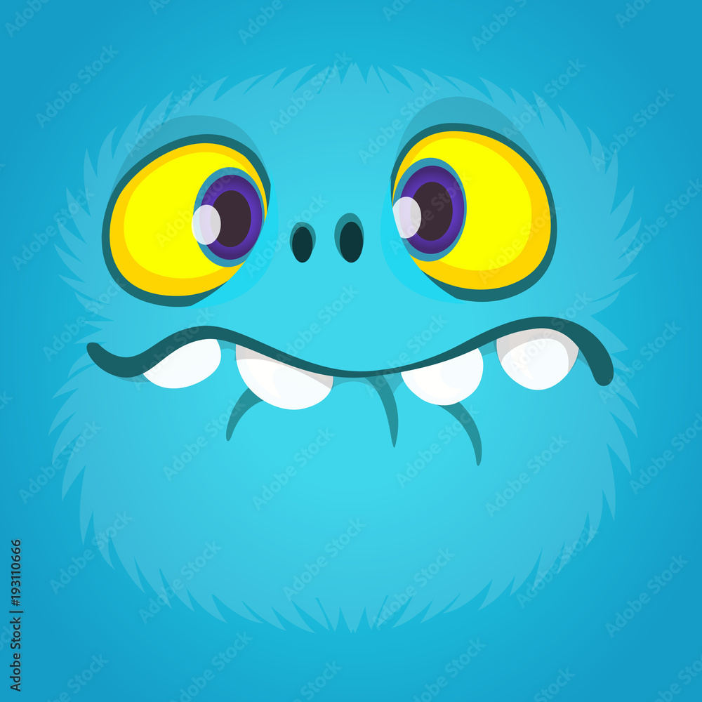 Scared Face Vector Art PNG, Scared Blue Monster Cartoon Face