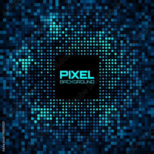 Abstract Pixel Blue - Green Bright Glow Background. Vector illustration.
