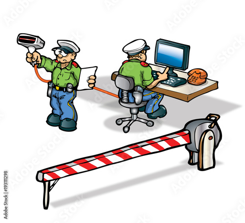 customs police and barrier