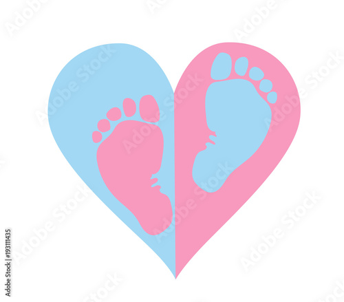 Favorite baby legs (girls and boy) on the background of the heart. The concept of love, protection and motherhood. Children Protection Day.