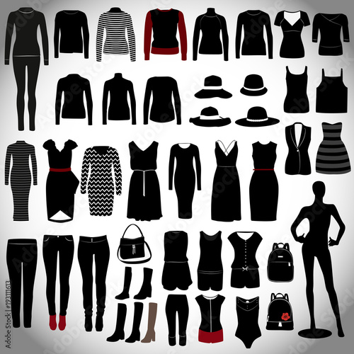 Set of women s clothes on a light gray background