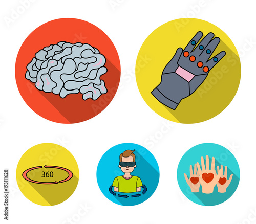 Technology, innovation, man, complemented .Virtual reality set collection icons in flat style vector symbol stock illustration web.