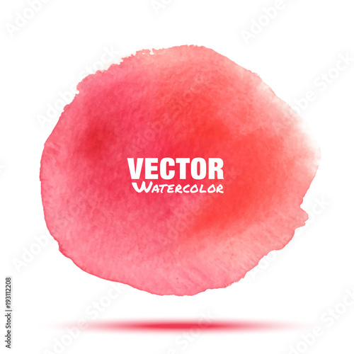 Bright red - purple transparent watercolor vector stain. Vibrant watercolor vector spot design element isolated on white background. Blur blot red watercolor. Vector illustration