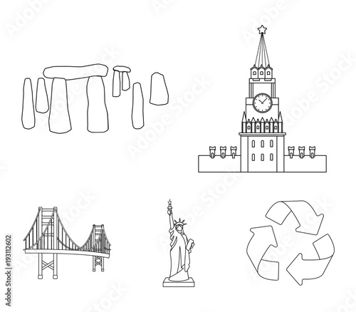 Building, interesting, place, coliseum .Countries country set collection icons in outline style vector symbol stock illustration web.