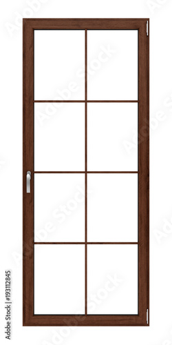 brown wooden window isolated on white background