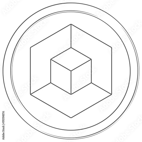 Russian miner coin - cryptocurrency coin. Vector thin line icon. Lineart illustration on white background. Internet money
