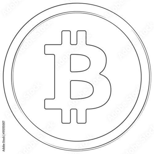 Bitcoin - cryptocurrency coin. Vector thin line bitcoin hash icon. Lineart illustration on white background. Internet money