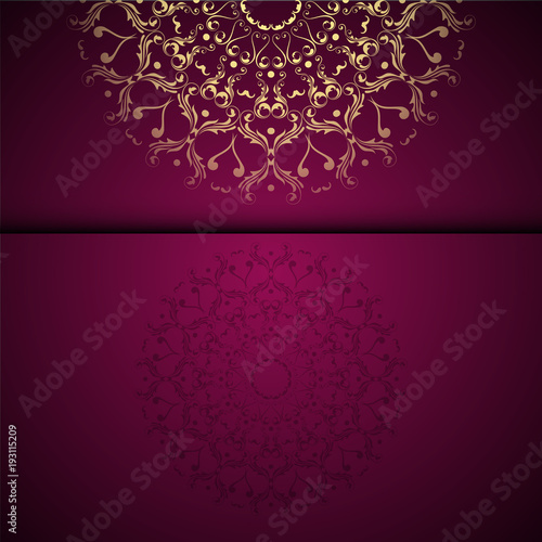 Vector gold oriental arabesque pattern background with place for text