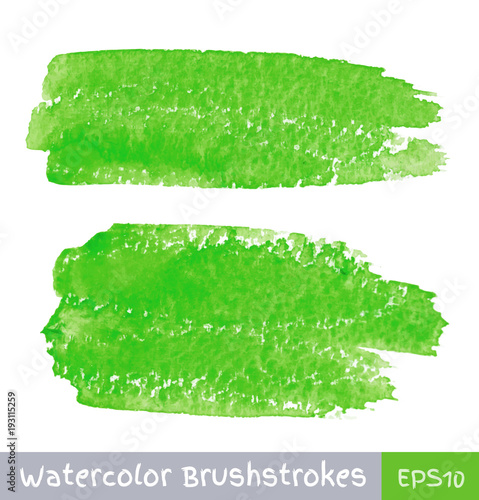 Green Watercolor Brush Strokes. Vector illustration.