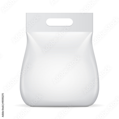 Blank Food Flexible Pouch Sachet Bag. Mock Up, Template. Illustration Isolated On White Background. Ready For Your Design. Product Packaging. Vector EPS10