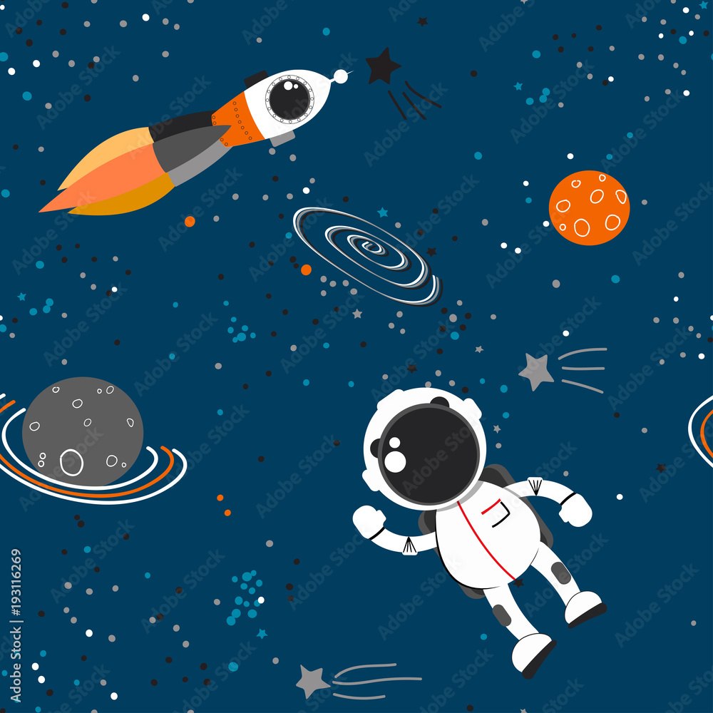 Naklejka premium Space theme seamless pattern.