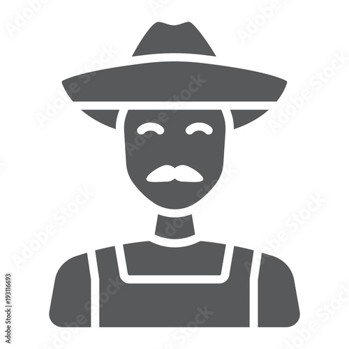 Farmer glyph icon, farming and agriculture, farm man sign vector graphics, a solid pattern on a white background, eps 10.