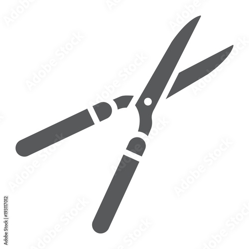 Garden shears glyph icon, farming and agriculture, garden scissors sign vector graphics, a solid pattern on a white background, eps 10.