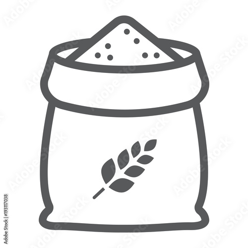 Bag of wheat line icon, farming and agriculture, grain bag sign vector graphics, a linear pattern on a white background, eps 10.