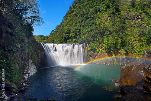 Beautiful Waterfall in Shifen Waterfall,Taiwan,Long Exposure