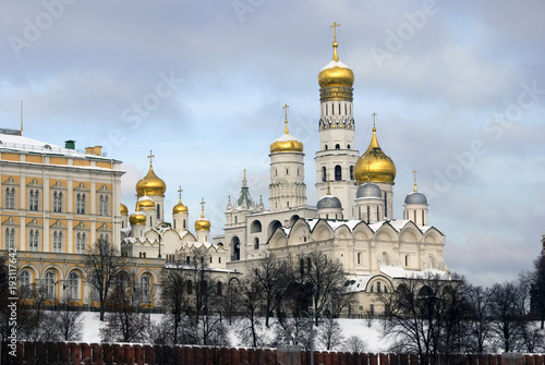 Moscow Kremlin. Color winter photo.