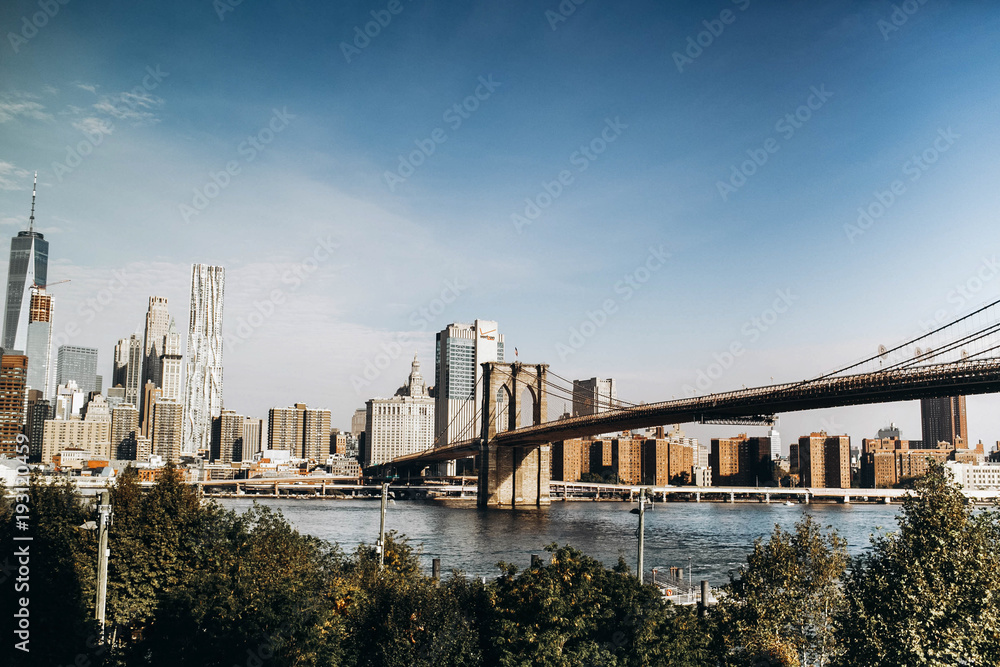 View at Brooklyn Bridge in a sunny day View at Brooklyn Bridge in a sunny day