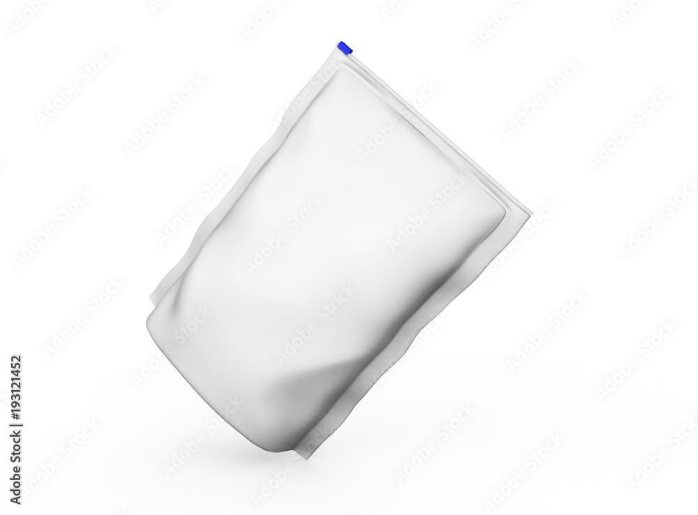 Blank Foil plastic white coffee bag isolated on white background ...