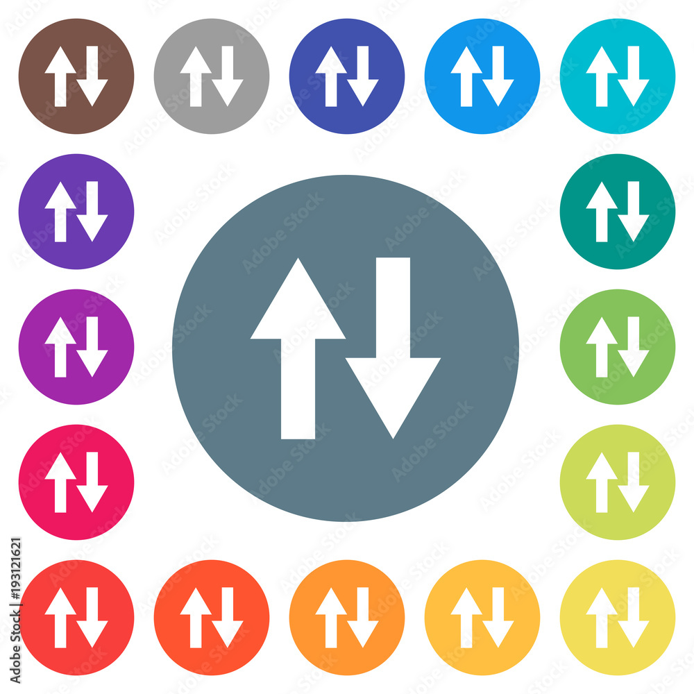 Data traffic flat white icons on round color backgrounds Data traffic flat white icons on round color backgrounds