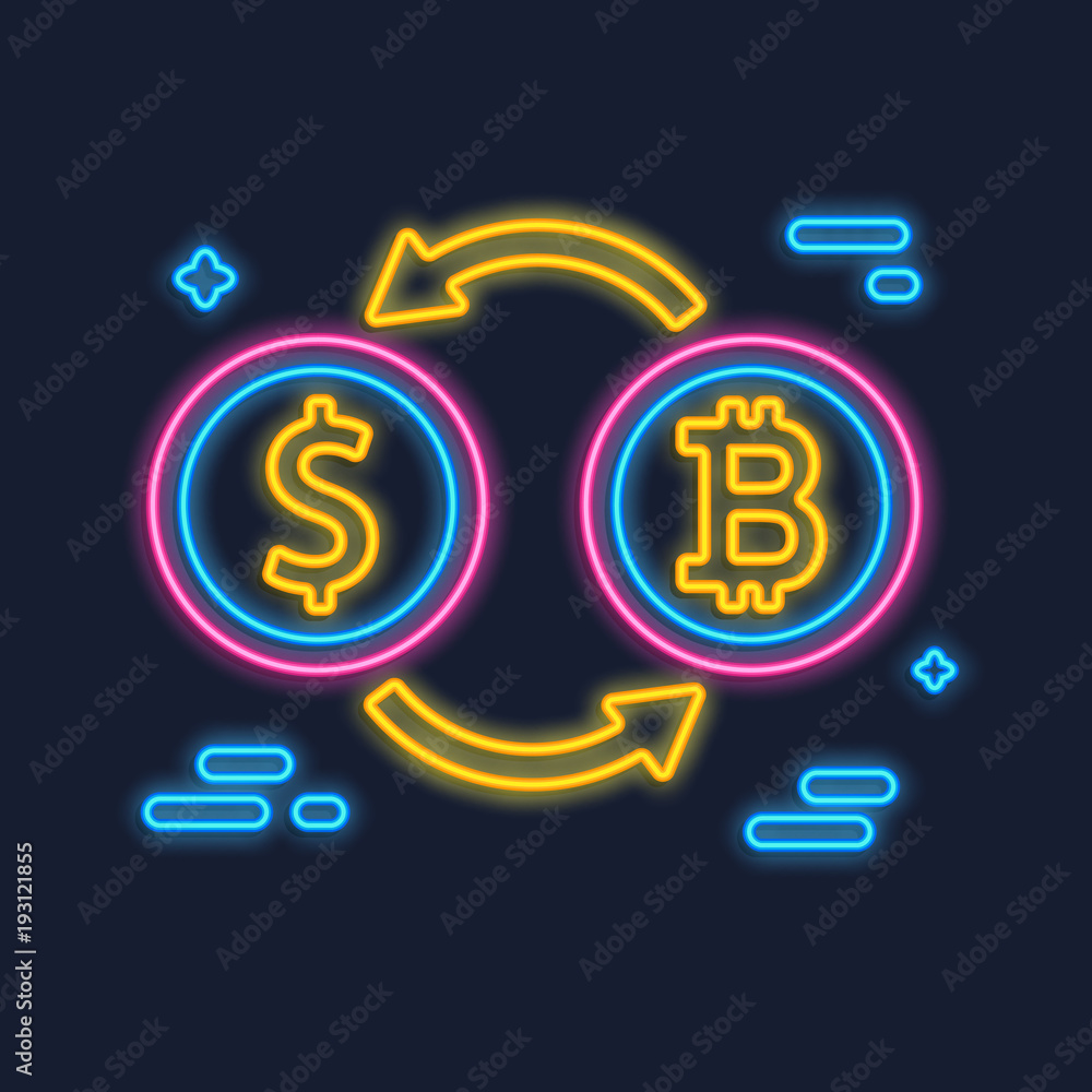 Bitcoin and Dollar Exchange concept Bitcoin and Dollar Exchange concept