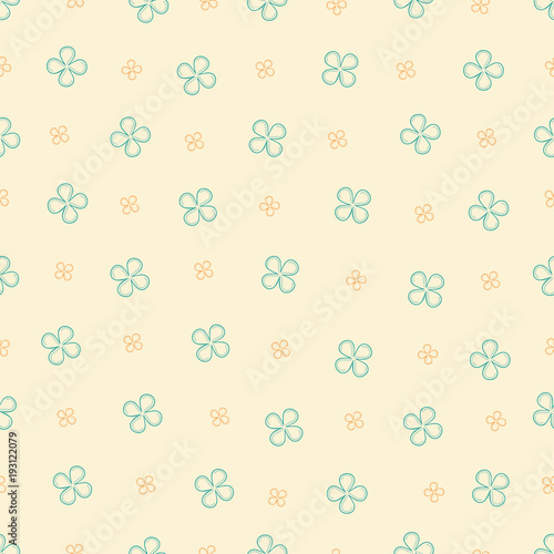 Seamless background with four petals on a beige background. All elements are divided into groups